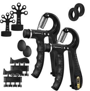 5-Pack Grip Strength Trainer Kit, Adjustable Resistance Workout Hand Gripper, Finger Exerciser, Hand Extension Exerciser, Stress Relief Ball, Forearm Ring for Home Gym Muscle Building & Injury Recovery