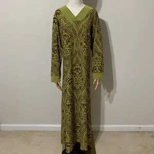 Nylon Green and Brown Velvet Arab Traditional Dress / Abaya