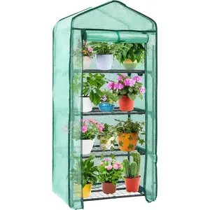 Ubesgoo Mini Greenhouse for Indoor Outdoor, Small Plastic Plant Green House 4-Tier Rack Stand Portable Greenhouses with Durable PE Cover for Seedling, 2.5x1.6x5.2 FT, Ideal Gardening Gifts for Women Men