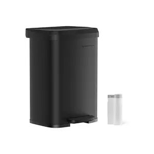 SONGMICS Kitchen Trash Can, 13 Gallon (50 L) Stainless Steel Garbage Can, with Stay-Open Lid and Step-on Pedal, Soft Closure, Tall, Large and Space-Saving
