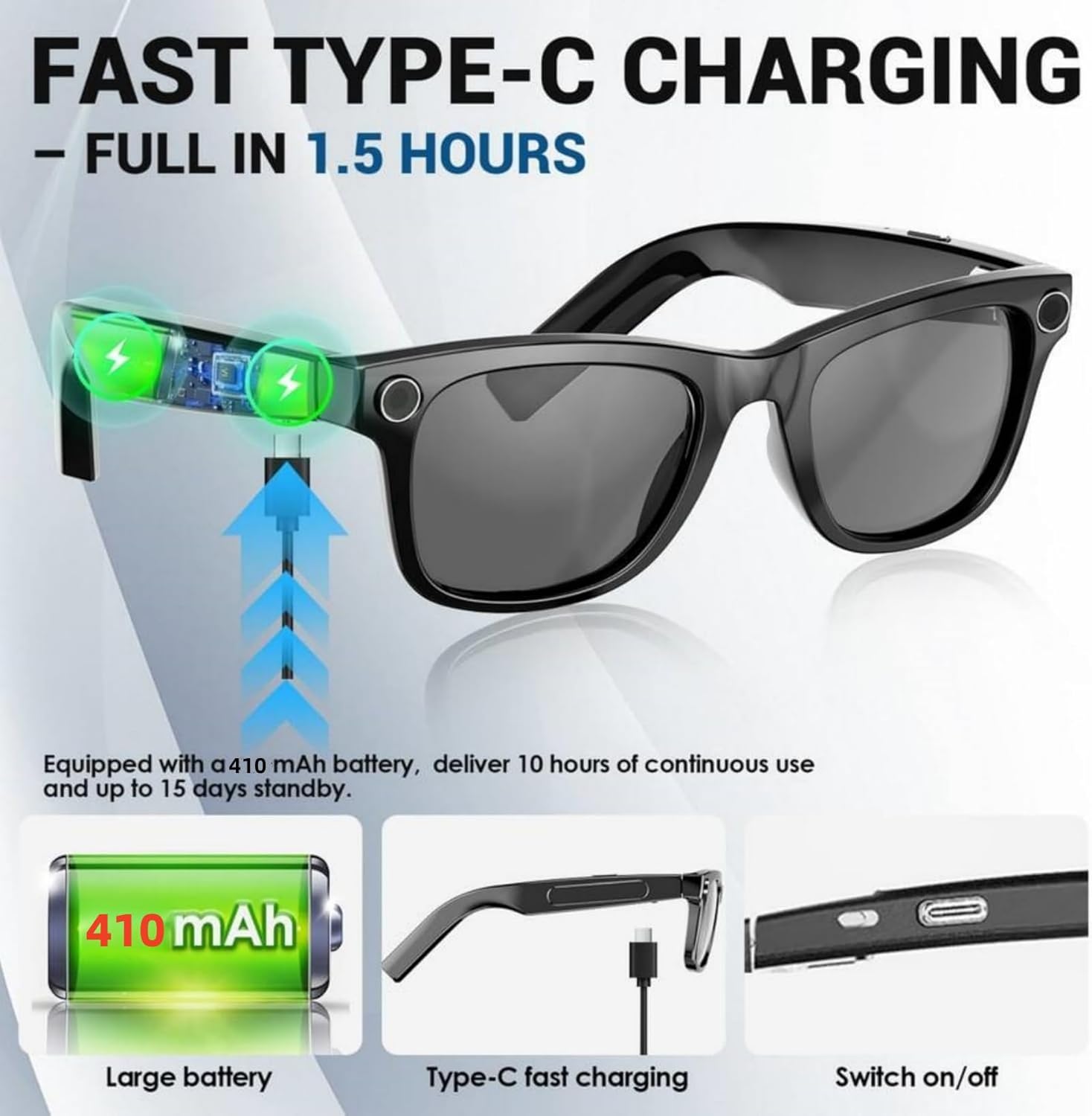 LUSBY Smart AI Camera Glasses with 8MP Photochromic Lenses, Button-Touch Adjustment, 160+ Languages Real-Time Translation, Bluetooth Wireless Video Recording, UV Sun Protection, Cool Gadgets for Travel Outdoor Adventures, Mens Gifts for Him Easter Gift