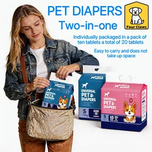 Four Claws Disposable Male Dog Diapers,Super portable, take it with you anywhere,Breathable,Supplies Super Absorbent No Odors No Leaks,size x-small, small, medium, large, extra large,2bags. dry quick