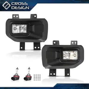 CROSSDESIGN Fits 15-17 Ford F150 Clear Fog Lights Bumper Driving Lamps Left Right Assembly