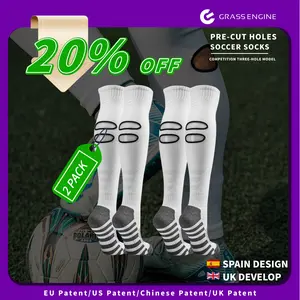 2 set Adult Soccer Socks Men and Women, Pre Cut Breathable Hole Football Socks, Anti Slip Knee High Athletic