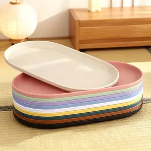 [Colorful Serving Platter] 30Cm/11.81In X 16.5Cm/6.5In Plastic Tray, Oval-Shaped, Suitable for Food, Colorful Serving Platter, Smooth Surface, Easy to Clean, Dishwasher Safe, Lightweight, And Portable. Reusable, Perfect for Use in Kitchens, Bathrooms,