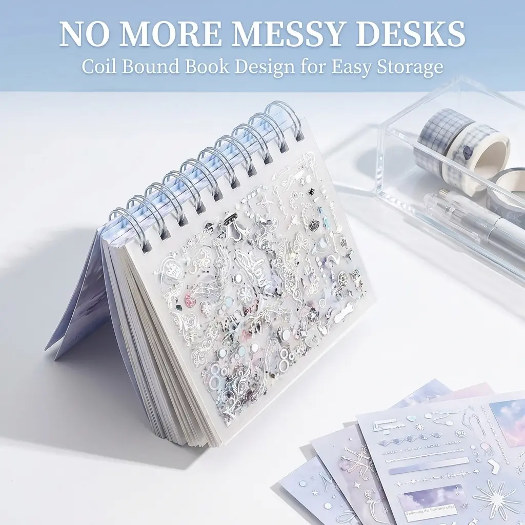 New Arrival 【Soft Glow Album】, PET coil die-cut sticker book with 30 pages of abundant stickers, decorative element stickers suitable for journals, laptops, suitcases and more