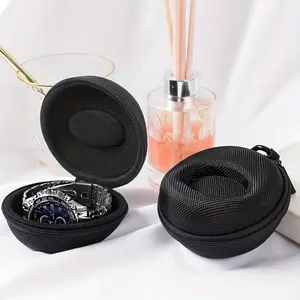 Portable Travel Watch Box, Durable Polyester Fiber Material, Round Cloth Lining, Men & Women Watch Storage Case