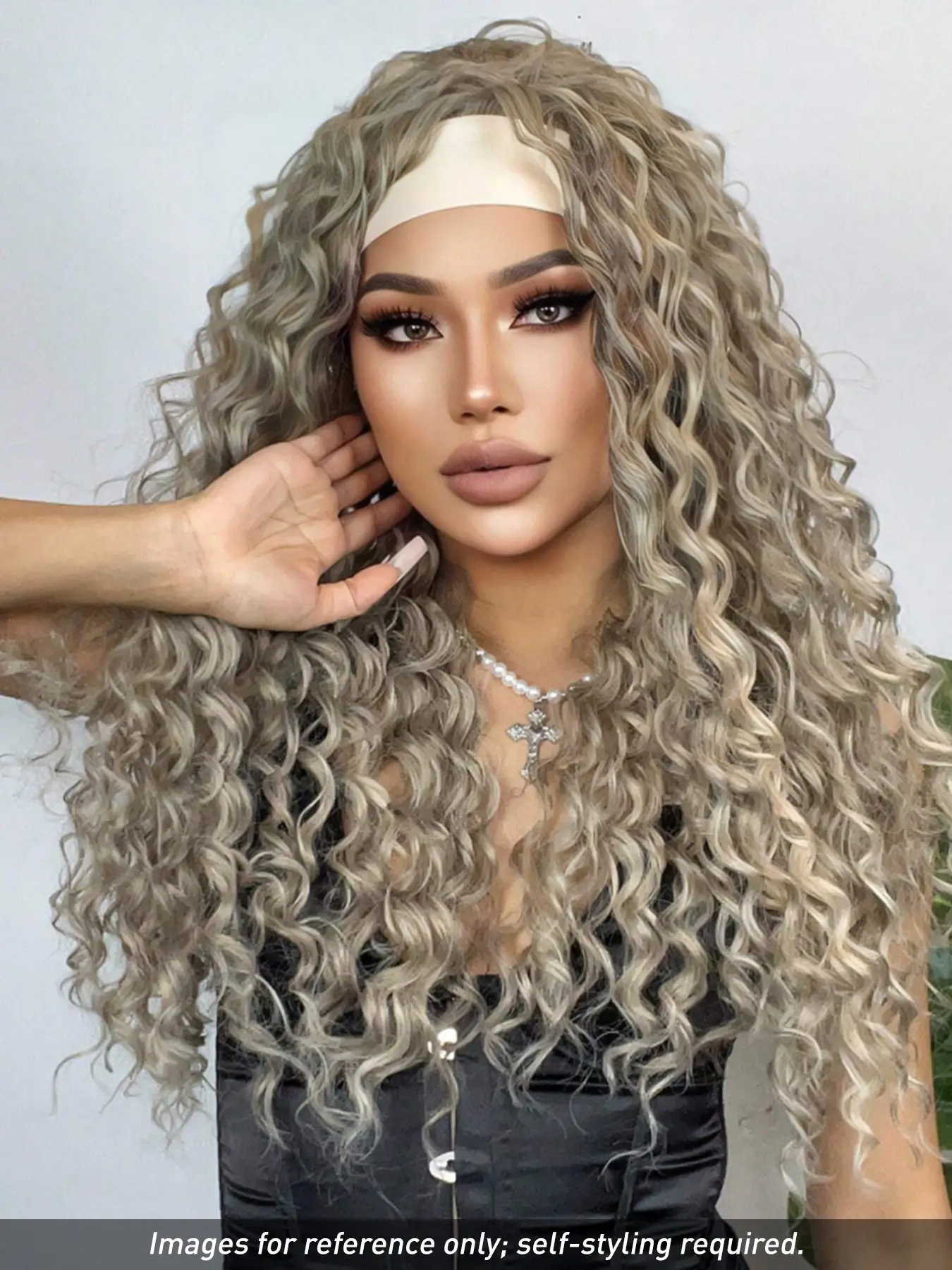 Lc071-1 Long Curly Wig, Bouncy Curly Wig for All Seasons, High-Quality Other Fabric, Stylish and Versatile for Daily Use, Synthetic Curly Wigs, Synthetic Material Wigs, Synthetic Curly Hair