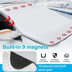 Car Windshield Cover for Ice and Snow - Magnetic Car Windshield Snow Cover, Winter Frost Guard Car Window Covers Snow Shield Ice Cover & 4-Layer, Anti-UV for Most Cars Two Size (57x 43in/67x 56in)