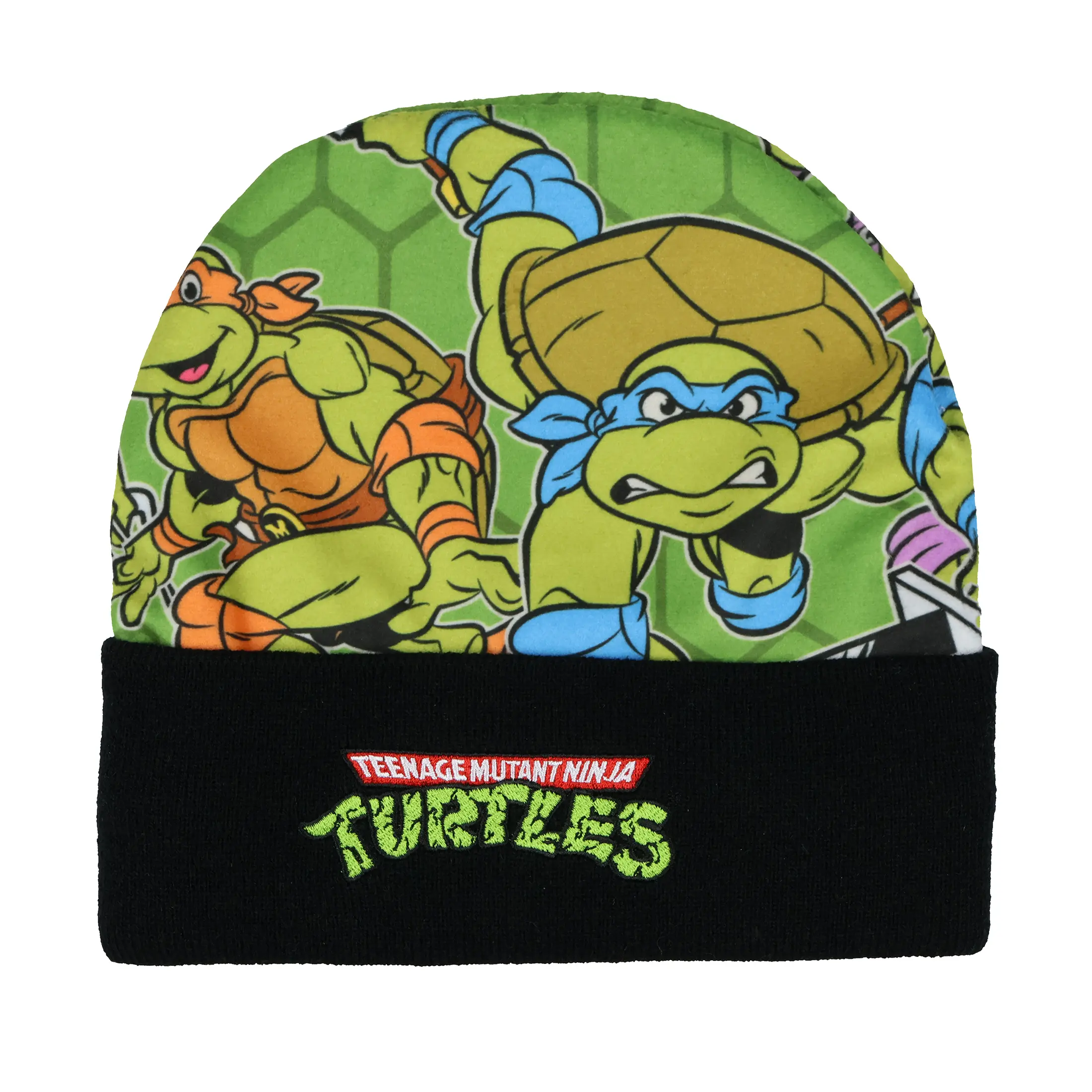 Teenage Mutant Ninja Turtles Cuffed Beanie Leonardo Raphael Michelangelo Donatello Upper Fleece TMNT Cap Knit Hat