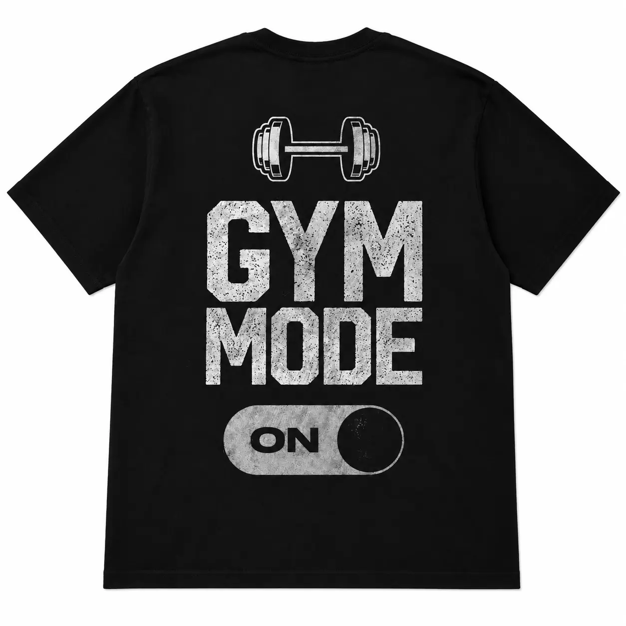 Gym Mode On Dumbbell Graphic T-Shirt, Funny Fitness Switch Back Print Tee, Bodybuilding Weightlifting Workout Shirt, Oversized Gym Rat Pump Cover, Strength Training Athletic Apparel, Exercise Motivation Gift for Men Women Lifters and Personal Trainers