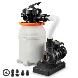 【Summervibes】VEVOR 10/12/13/16 in Sand Filter Pump for Above Ground Pool, Without Timer，0.33 HP 3000 GPH, Swimming Pool Sand Filter Pump with Pre-Assembled Core & Leak-Resistant Design, 6-Way Valve, High-Efficiency Filtration for Pools