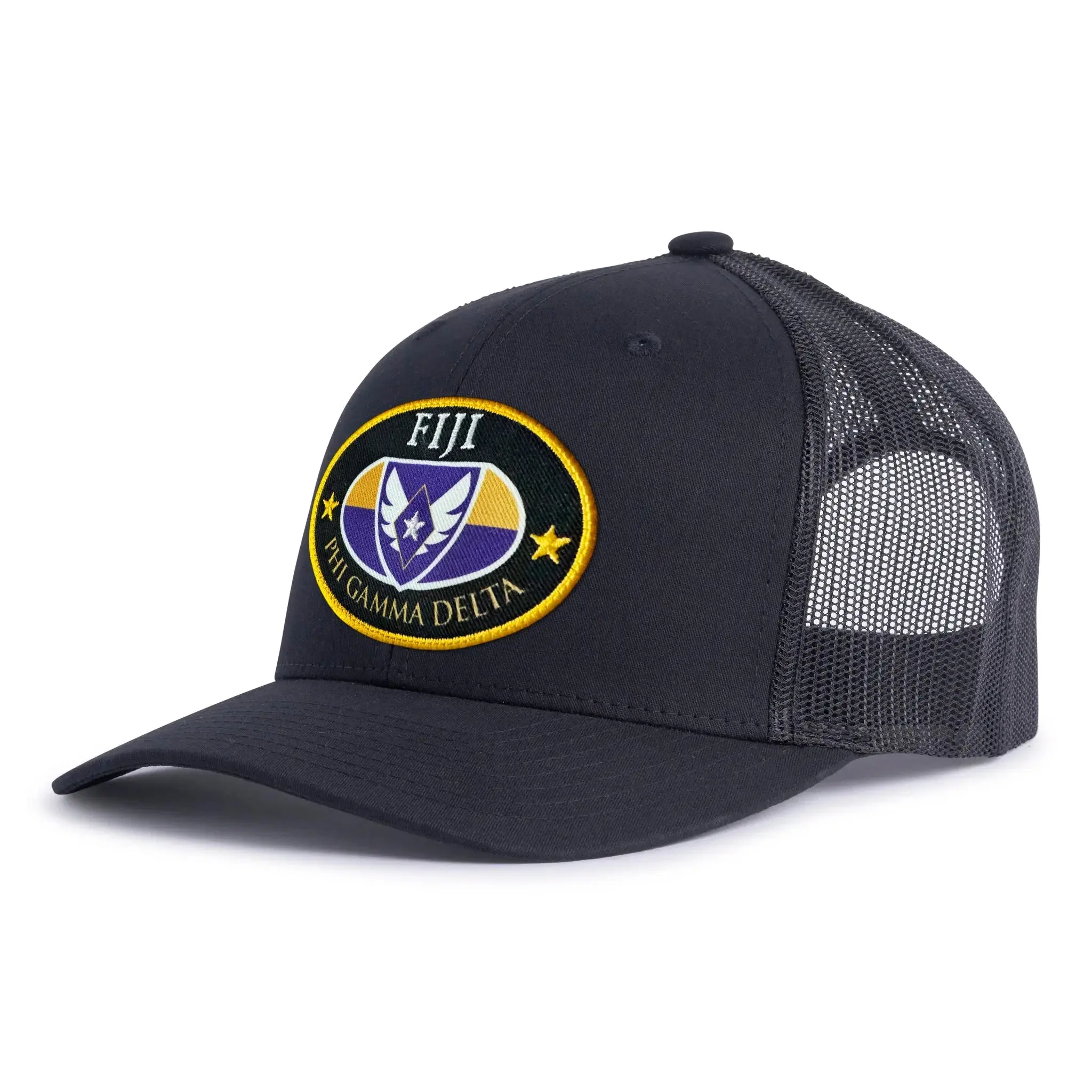 FIJI 6-Panel Curved Bill Trucker Snapback Hat with Mesh Back