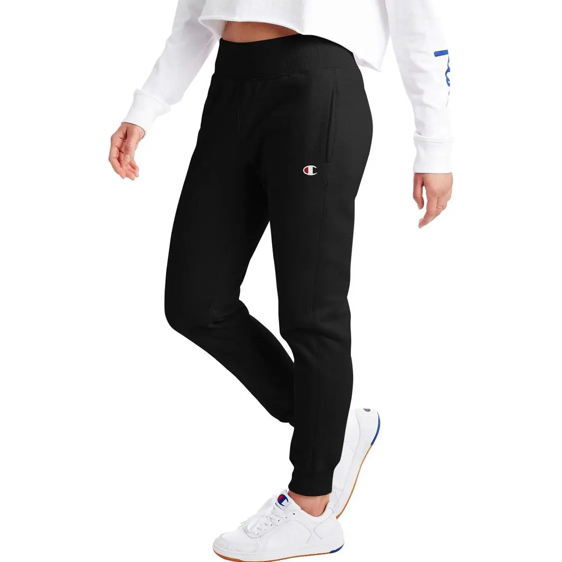 CHAMPION Women's Iconic Reverse Weave Joggers, Heavyweight Cotton Fleece, All Girl Fit, Tapered Leg, Ribbed Cuff, Shrinkage Resistant, Fitted