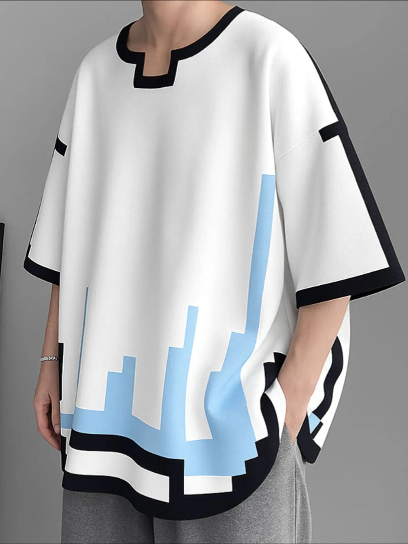 INCERUN Summer Men T Shirt Short Sleeve Printing Loose Baggy Male Tee Tops Streetwear Fashion Casual Men Clothing Oversized Menswear