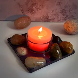 Nest Zen Aroma Diffuser Wooden Tripod Bowl with Color Stones for Calm Vibes Handcrafted Aromatherapy Diffuser Passive Diffusion No Flame or Electricity Required Minimalist Modern