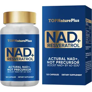NAD+ Dietary Supplement 1000mg - Organic Resveratrol Vitamin, Nutrient Enhancers for Energy Boost, Anti-Aging, Brain Health, Max Absorption, 120 Capsules (DNA Cognitive Support), Anti Aging Supplements, Brain Health Supplement