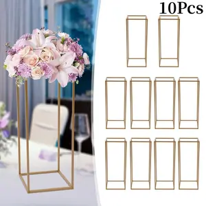10Pcs Golden Metal Wedding Floor Vases Column Stand Decor Frame Flower Stand for Anniversary Birthday Party Wedding Decor Decoration Ornaments