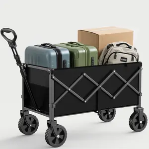 Collapsible Wagons Carts Foldable, 450LBS Heavy Duty Beach Wagon Cart with All Terrain Wheels for Garden Camping Fishing Sports Shopping