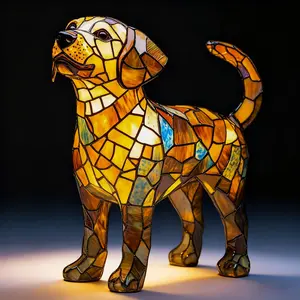 Resin Ornaments LED Night Light Glowing Cat Dog Series Art Animal Statue Creative Home Desktop Decoration USB Plug-in Model-Cute + Useful