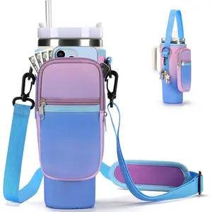 Water Bottle Carrier Bag for Stanley 40/30 oz Tumbler with Phone Pocket Neoprene Water Bottle Holder with Shoulder & Handheld Strap Stanley Cup Accessories