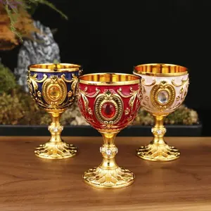 Metal Mini Wine Cup 30ml (1oz), Vintage Style Baijiu Liquor Glass, Creative Retro Home Bar Drinkware, Traditional Chinese Spirit Glass, Durable Small Shot Glass for Home, Bar & Festival Use