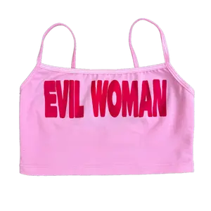 EVIL WOMAN MICRO TANK HOT PINK Strappy Cute Summer Coquette Girly Tank top
