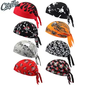 2 Pack / 8 Pack Do Rag Skull Caps , Sweat Wicking Doo Rags Cooling Helmet Liner, Breathable Skull Print Bandana Head Wrap for Motorcycle Cycling Riding Outdoor Sports