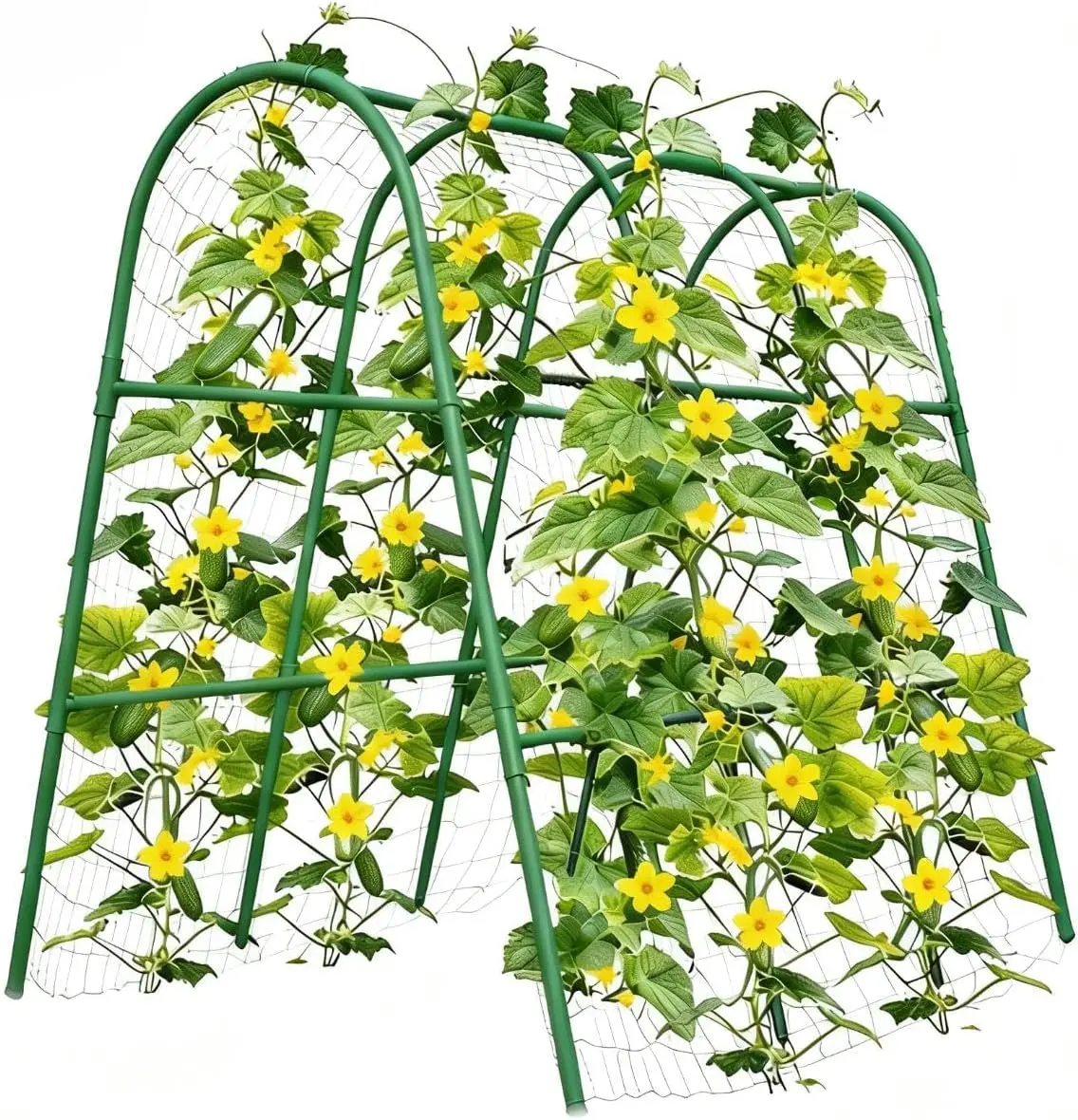 4ft Steel Pipe Metal Trellis Plant Care & Support, Garden Arch for Raised Beds, Climbing Roses & Grape & Rose Train, Rust-Resistant Vertical Growing Support for Cucumbers, Melons