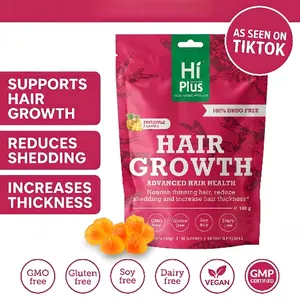 HiPlus Advanced Hair Support Gummies for Women with Biotin, Collagen, Zinc & Iron Promotes Hair Strength, Natural Wellness Daily Support Pineapple Flavor, 90 Gummies (45-Day Supply)