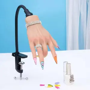 Acrylic Practice Hand with Silicone Fingers, Nail Art Practice Model for False Nail Training and Manicure, Ideal for Nail Artists, Nail Art Tools