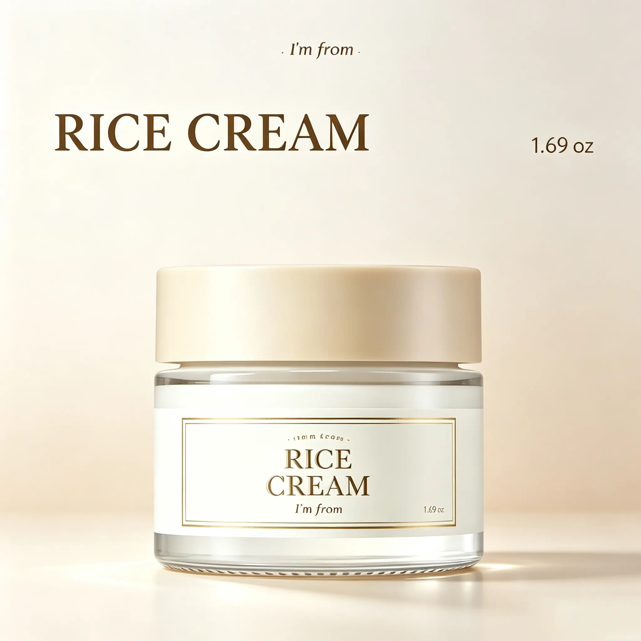 [I'm From] Rice Cream, 1.69 oz K-Beauty Vegan Facial Moisturizer with 41% Rice Bran Essence & Ceramides, Skin Barrier Repair, Deep Nourishment & Glow for All Skin Types