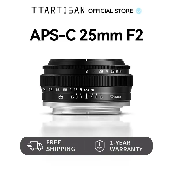 TTARTISAN APS-C 25mm F2 Manual Focus Camera Lens for Sony E, Fuji X - Compact Street Photography