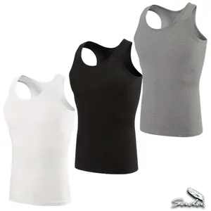 Sada Men's Tank-Top Beaters (3-pack) By Blooz - 100% Cotton Muscle-Fit Ribbed Stretchy Vests Gym