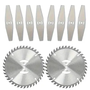 Weed Wacker Blade Attachments - 2x 6inch Stainless Steel Round Saw, and 8pcs Diamond-shaped Metal Lawn Mower Blades for Cordless Brush Cutters and String Trimmers, Grass Trimming Equipment|robust Construction|durable Weed Eater, Weeder Trimmers