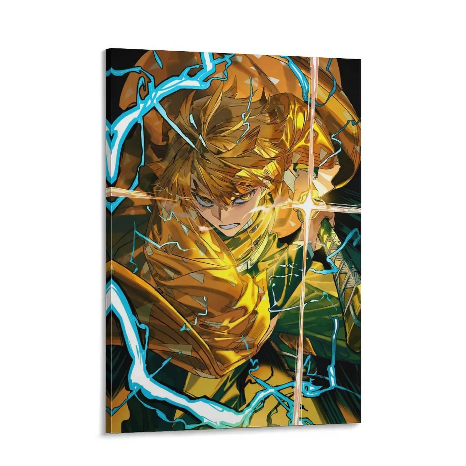 Zenitsu Agatsuma Canvas Wall Art | Demon Slayer Anime Poster, Thunder Breathing Manga Decor for Bedroom, Gaming Room & Anime Fan Gift-Demon Slayer Zenitsu Agatsuma Wall Art Canvas Print | Anime Room Decor, Manga Poster for Bedroom