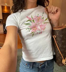Lilly Baby Tee Graphic Baby Tee Floral Graphic Print Baby Tee Flower Baby Tee Lilly Flower Gift Trendy Baby Tee Y2k Baby Tee Gift for Her