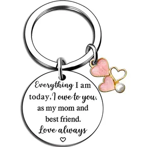 Heart Shaped Car Keychain, Stainless Steel Car Keychain, Gift for Mom, Birthday Gift, Mother's Day Gift from Daughter and Son to Mom, Personalized