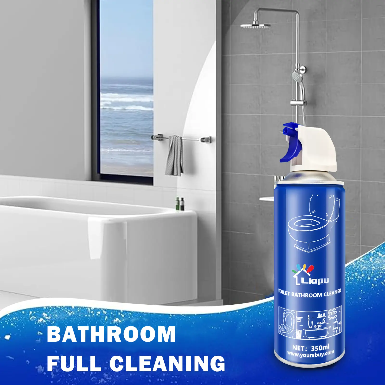 Liapu Non-Toxic Multipurpose Toilet Bowl Cleaner - Lemon Fresh Stain Remover Formula, Ready-To-Use Household Cleaning Product, Eliminates Germs in 30 Seconds, No Double Scrubbing,dorm essentials,home essentials