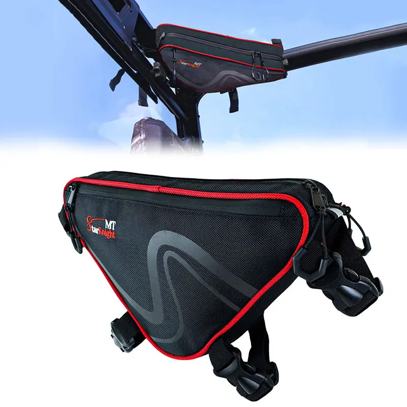 Universal UTV Roll Bar Triangle Storage Bag, Multi-Purpose Bike Storage Bag for Automotive & Motorcycle Accessories Organization