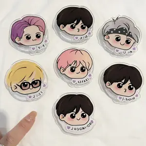 Chibi Members Phone Grip Set Cute Kpop Cartoon Phone Stand Holder Gift For kpop Fans Teens And Friends