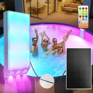 Large Solar Panel—Poolside Solar light, RGB Lights，for Inground & Above Ground Pool,Submersible Pool Lights with Remote, Waterproof Design  Decorative Lighting