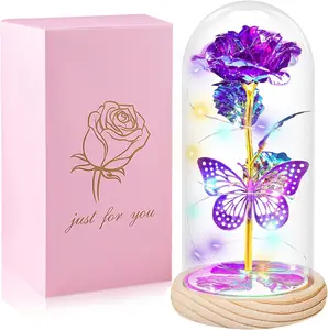 Mother’s Day Rose Gift for Mom – Purple Butterfly Artificial Flower Gift for Women, Birthday Gift for Mom, Wife, Sister, Grandma from Daughter & Son