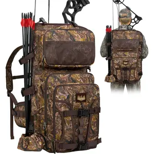 Camo Bow Hunting Backpack for Women, 900D Waterproof Polyester, Full-Padded Protection, Detachable Arrow Tube, Multi-Pockets, Game Hauling Straps, Adjustable Buckle for Compound Bow Archery Saddle Use, Backpacks For Women