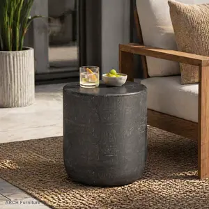 Christopher Knight Home ARCH Pre-Assembled Outdoor Side Table, Outdoor Patio Furniture, Waterproof, Modern, Textured Finish, Lightweight Concrete