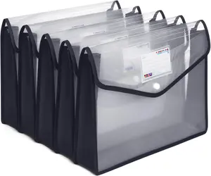 Plastic File Folders, Waterproof Transparent Expandable File Organiser, Portable Large Capacity A4B4 File Wallet for Office/Business/School (5 Pack)