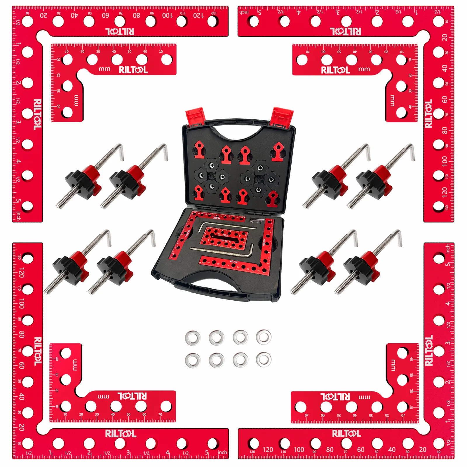 【DealsForYouDays】Corner Clamps for Woodworking90, Degree clamp, 4 Pcs 5.5"×5.5" Aluminum Alloy Right Angle clamp, Wood Working Tools, Positioning Squares for Frame, Box, Cabinets, Drawers.woodworking tool