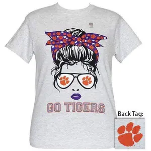 Girlie Girl Originals Preppy Clemson Messy Bun T-Shirt