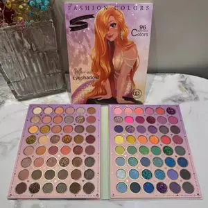 96-color mermaid princess pattern eyeshadow palette, matte and shimmer glitter multi-color all-in-one makeup palette, new multi-color hot-selling women's makeup eyeshadow foundation palette