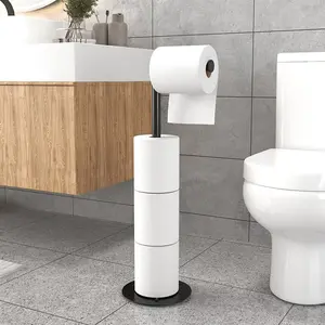 Stainless Steel Standing Toilet Paper Holder, Bathroom Roll Dispenser, Bathroom Accessories, Durable & Rust-Resistant Design, Easy Install Solution